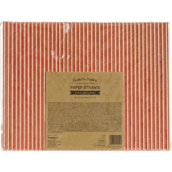 Pappersugrör Roséguld 250-pack