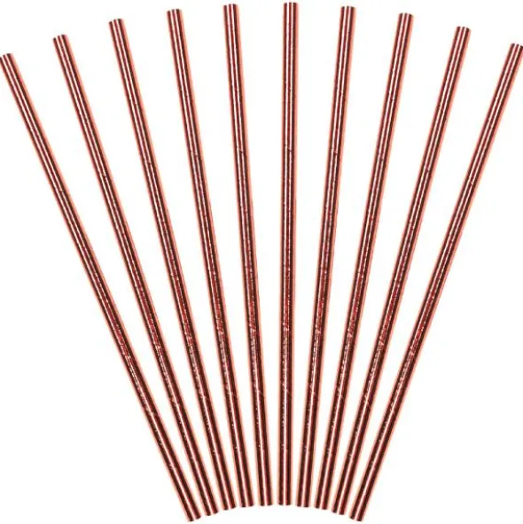Pappersugrör Roséguld 250-pack