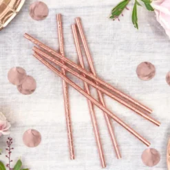 Pappersugrör Roséguld 250-pack
