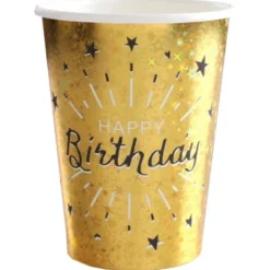 Pappmuggar Happy Birthday Party Guld