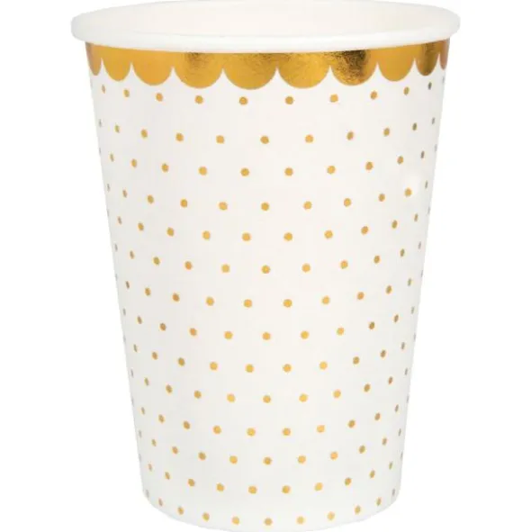 Pappmuggar Prickar Vit & Guld