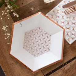 Papptallrikar Art Deco Roseguld