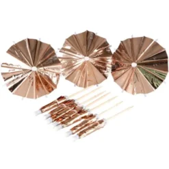 Partyparasoll Metallic Ljusrosa 10 cm 10-pack