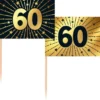 Partypicks 60 år Guld/Svart 50-pack
