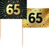Partypicks 65 år Guld/Svart 50-pack