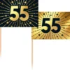 Partypicks 55 år Guld/Svart 50-pack