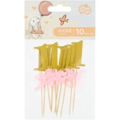 Partypicks 1 år Ljusrosa