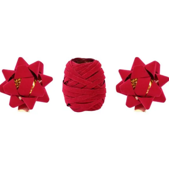 Presentsnöre och Rosetter Set Röd
