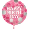 Prickig Happy Birthday Folieballong Rosa