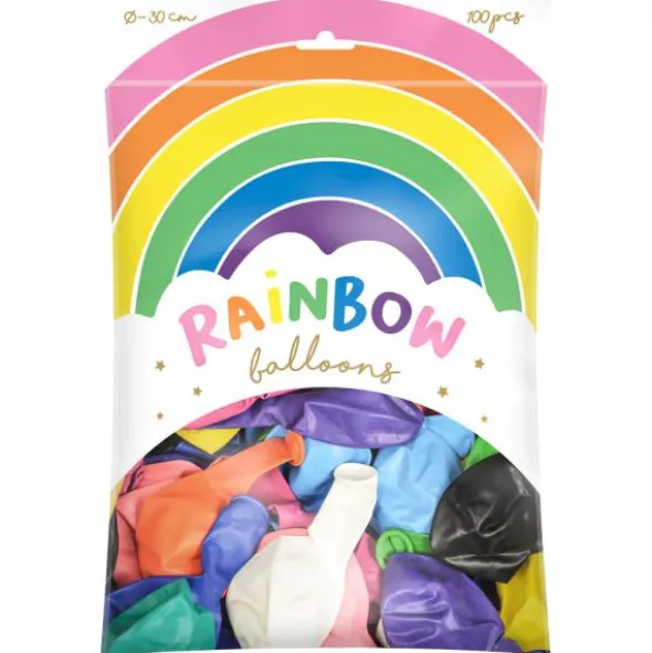 Rainbow Latexballonger Mix 100-pack