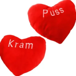 Röd Hjärtkudde med Text 29 cm