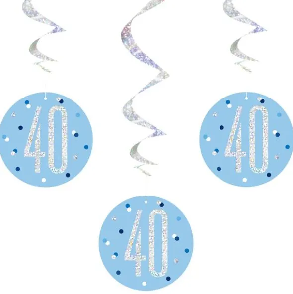 40 år Hängande Swirls Blå & Silver