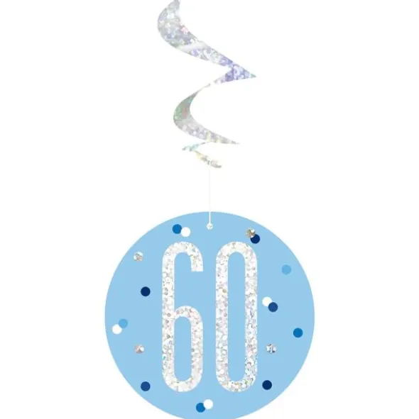 60 år Hängande Swirls Blå & Silver