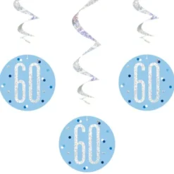 60 år Hängande Swirls Blå & Silver