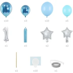 1-års Ballongbukett Silver & Blå