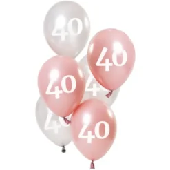 40-års Ballonger Rosa & Silver