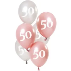50-års Ballonger Rosa & Silver