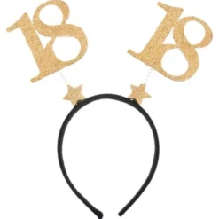 18 Års Diadem Glitter Guld
