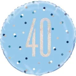 40 Års Folieballong Blå & Silver