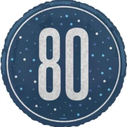 80 Års Folieballong Blå & Silver