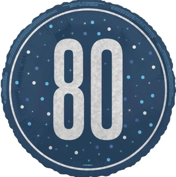 80 Års Folieballong Blå & Silver