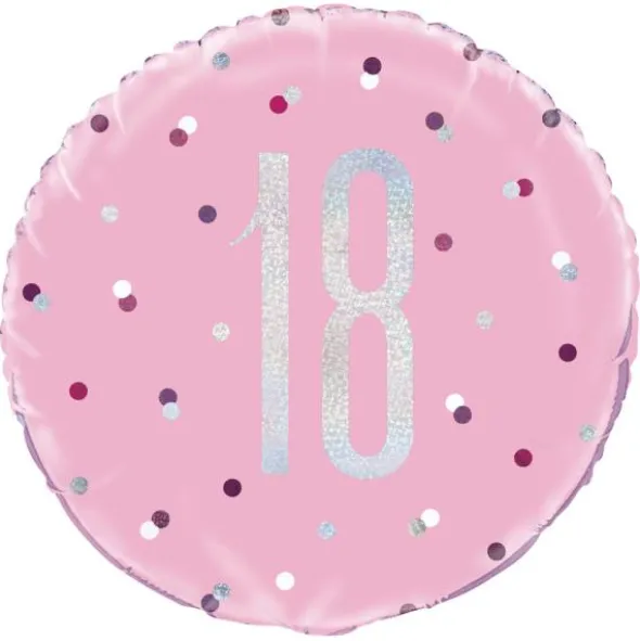 18 Års Folieballong Rosa & Silver