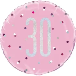 30 Års Folieballong Rosa & Silver