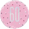 60 Års Folieballong Rosa & Silver