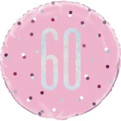60 Års Folieballong Rosa & Silver
