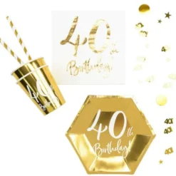 40-års Konfetti Metallic Guld