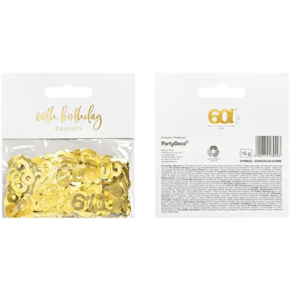 60-års Konfetti Metallic Guld