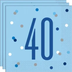 40 Års Servetter Blå