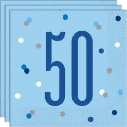 50 Års Servetter Blå