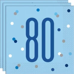 80 Års Servetter Blå