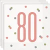 80 Års Servetter Vit & Rosa