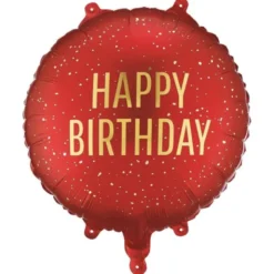 Rund Folieballong Happy Birthday Mörkröd 35 cm