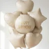 Rund Folieballong Happy Birthday Creme 35 cm