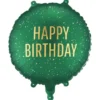 Rund Folieballong Happy Birthday Mörkgrön 35 cm