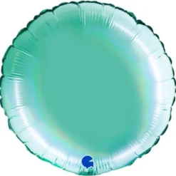Rund Folieballong Holografisk Platinum Tiffany