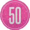 Rund Folieballong med Siffran 50 Cerise 45,7 cm