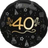 Rund Folieballong Svart 40 år