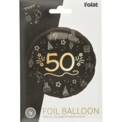 Rund Folieballong Svart 50 år
