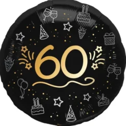 Rund Folieballong Svart 60 år