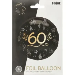 Rund Folieballong Svart 60 år