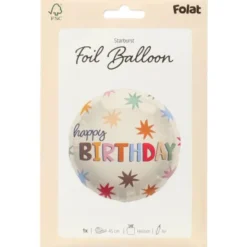Rund Happy Birthday Folieballong med Stjärnor