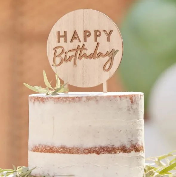 Rund Tårtdekoration Happy Birthday