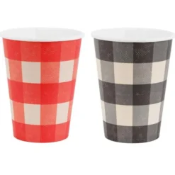 Rutiga Pappersmuggar Svart & Röd 6-pack