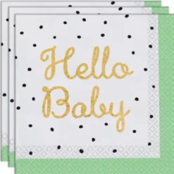 Servetter Hello Baby Grön/Vit