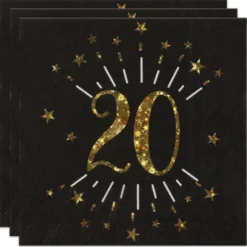 Servetter 20 År Birthday Party Guld