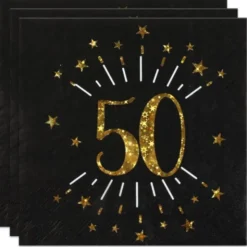 Servetter 50 År Birthday Party Guld